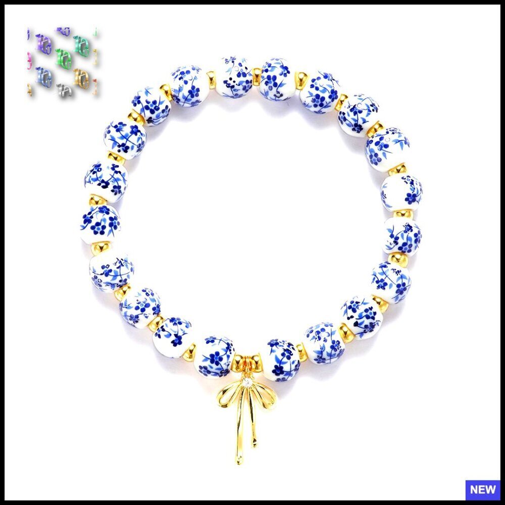 Handmade Stretch Beaded Bracelet Vintage Floral Charm Dainty Romantic Jewelry
